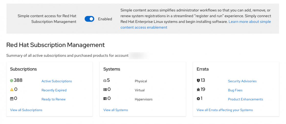 Red Hat Subscription Management screenshot